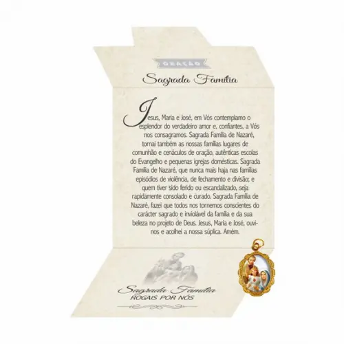 Cartão personalizado + medalhinha Sagrada Família