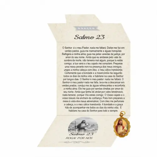 Cartão Personalizado + Medalhinha Salmo 23