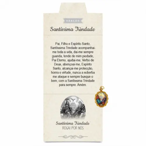 Cartão Personalizado + Medalhinha Santíssima Trindade