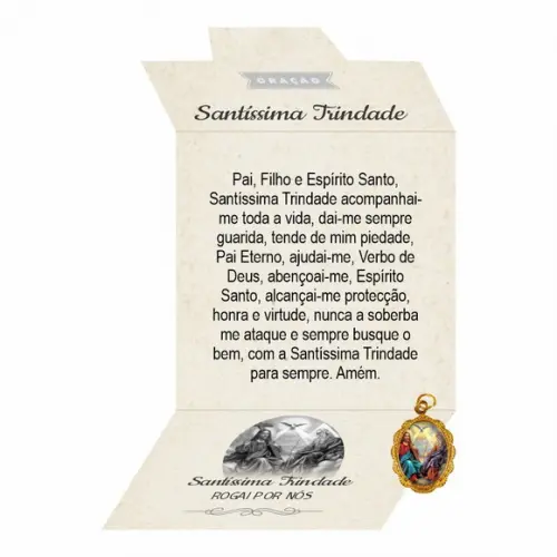 Cartão Personalizado + Medalhinha Santíssima Trindade