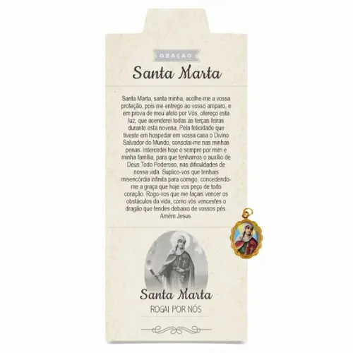 Cartão Personalizado + Medalhinha Santa Marta