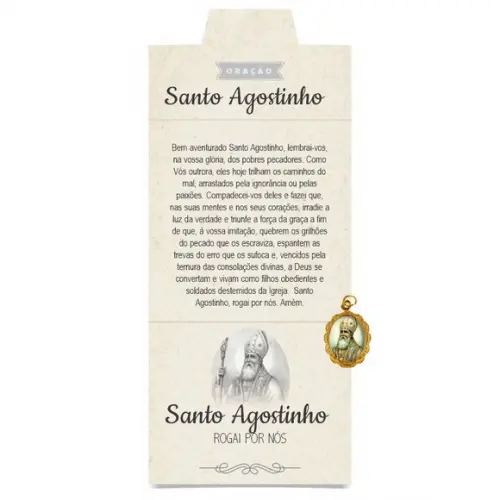 Cartão Personalizado + Medalhinha Santo Agostinho