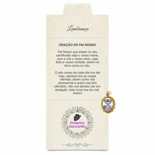 Cartão personalizado 1ª Eucaristia + medalhinha