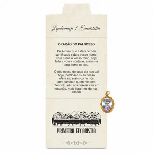 Cartão personalizado 1ª Eucaristia + medalhinha