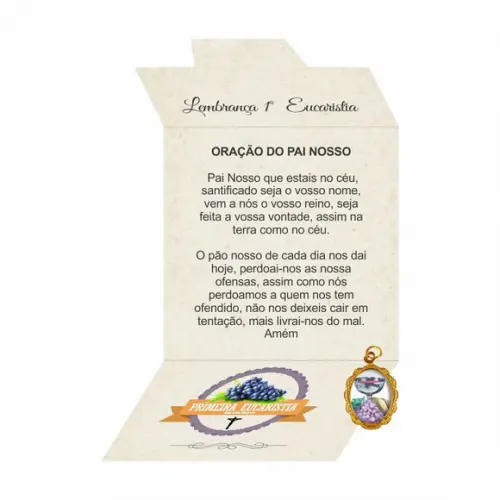 Cartão personalizado 1ª Eucaristia + medalhinha