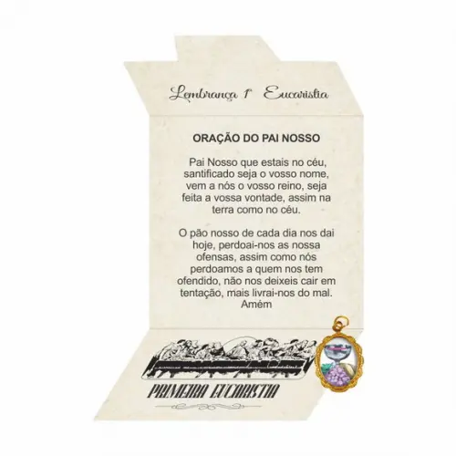 Cartão personalizado 1ª Eucaristia + medalhinha