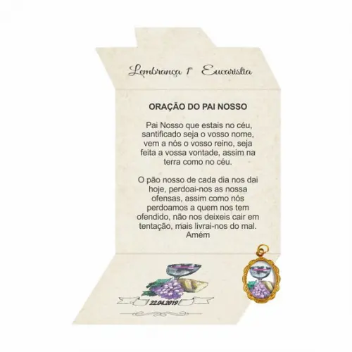 Cartão personalizado 1ª Eucaristia + medalhinha