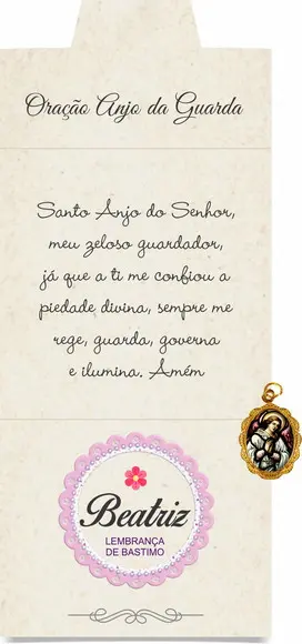 Cartão personalizado Batismo + medalhinha