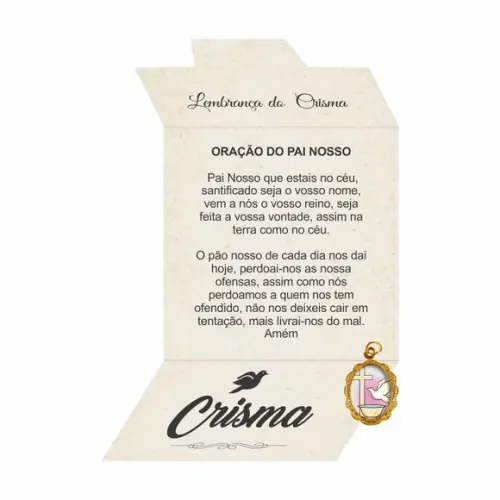 Cartão personalizado Crisma + medalhinha