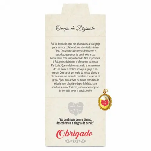 Cartão personalizado Dizimista + medalhinha