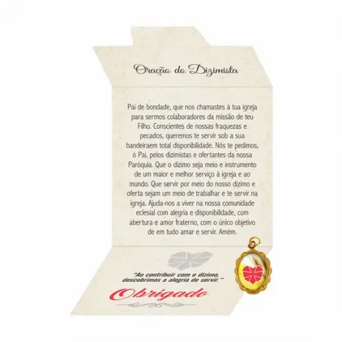 Cartão personalizado Dizimista + medalhinha
