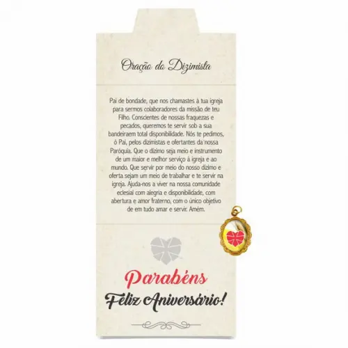 Cartão personalizado Dizimista + medalhinha