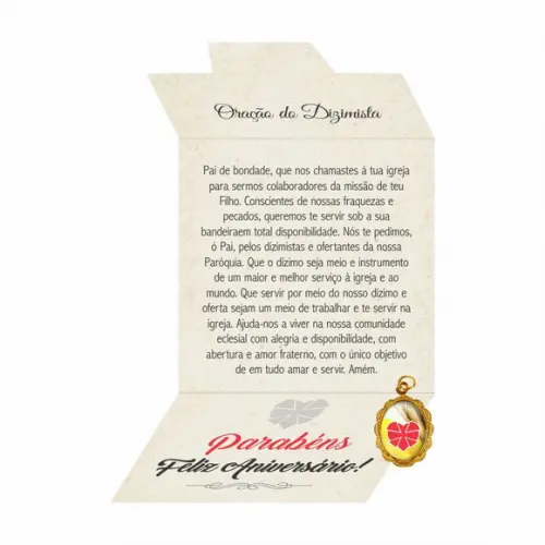 Cartão personalizado Dizimista + medalhinha