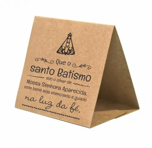 Cartão Prisma Batismo Person. c/ Aplique Nsra. Aparecida