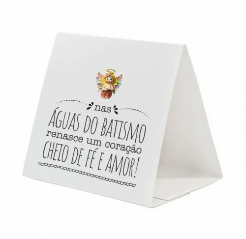 Cartão Prisma Batismo Person. c/ Aplique Sabonete Flor