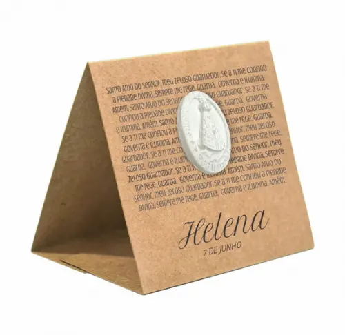 Cartão Prisma Batismo Personalizado. c/ Aplique Medalha Nsra