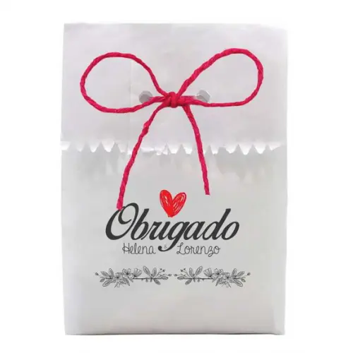 CASAMENTO - SAQUINHO PAPEL PERSONALIZADO. C/ FURO E CORDÃO