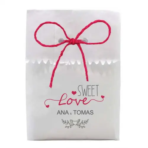 CASAMENTO - SAQUINHO PAPEL PERSONALIZADO. C/ FURO E CORDÃO