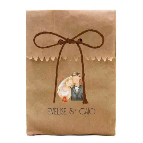 CASAMENTO - SAQUINHO PAPEL PERSONALIZADO. C/ FURO E CORDÃO