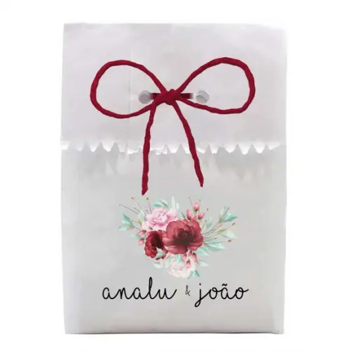 CASAMENTO - SAQUINHO PAPEL PERSONALIZADO. C/ FURO E CORDÃO