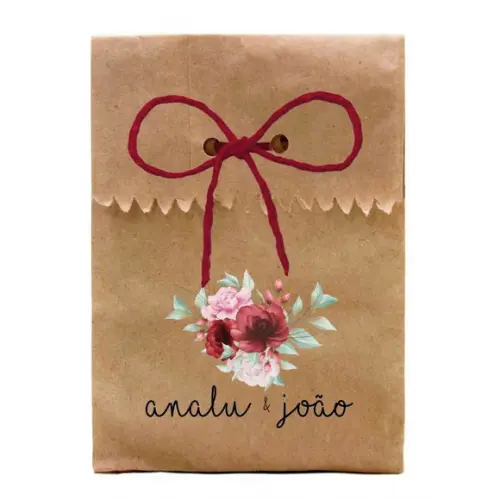 CASAMENTO - SAQUINHO PAPEL PERSONALIZADO. C/ FURO E CORDÃO