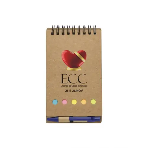 ECC - CADERNETA BLOCO DE ANOTAÇÕES C/ CANETA PERSONALIZADA