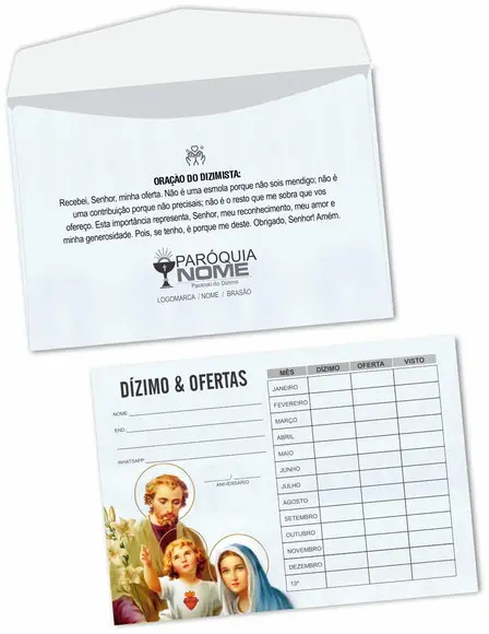 Envelope Dízimo Personalizado, Colorido.