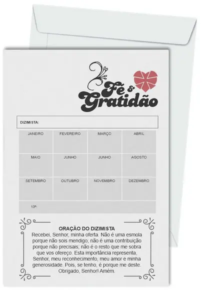 Envelope dízimo personalizado.