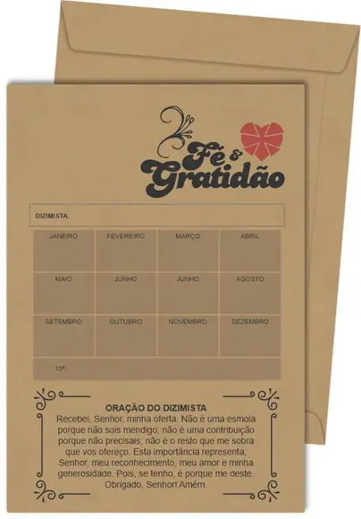 Envelope dízimo personalizado.
