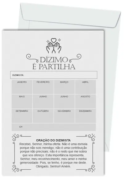 Envelope dízimo personalizado.