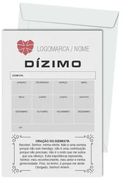 Envelope dízimo personalizado.