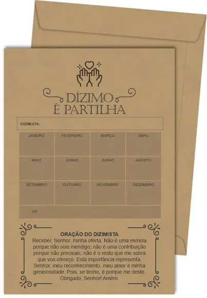 Envelope dízimo personalizado.