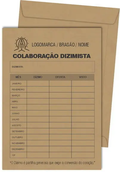 Envelope dízimo personalizado.