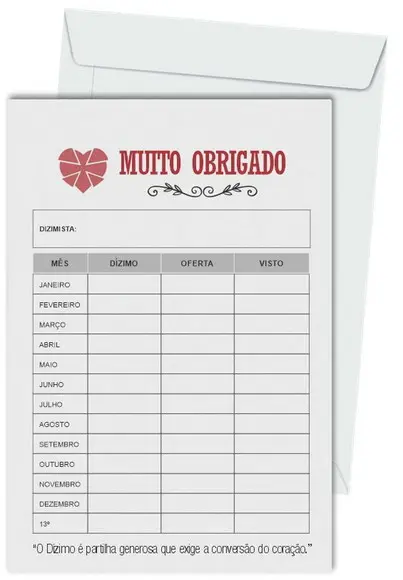 Envelope dízimo personalizado.
