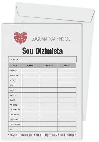 Envelope dízimo personalizado.
