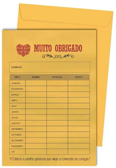 Envelope dízimo personalizado.