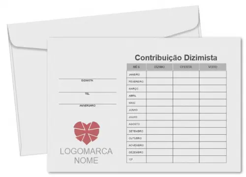Envelope dízimo personalizado.