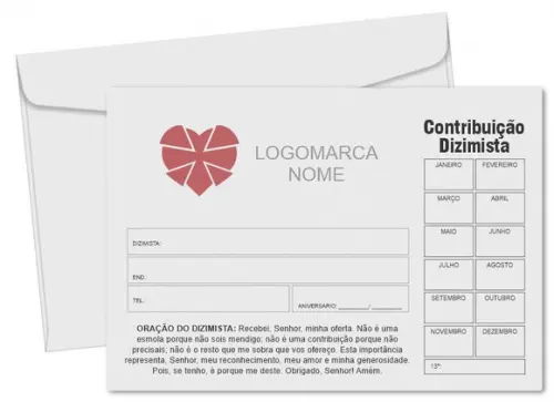 Envelope dízimo personalizado.