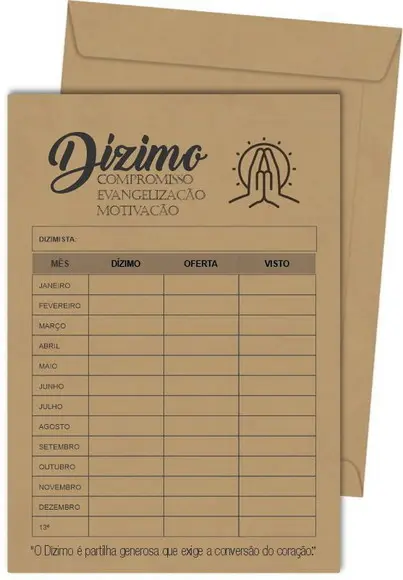 Envelope Dízimo Personalizado.