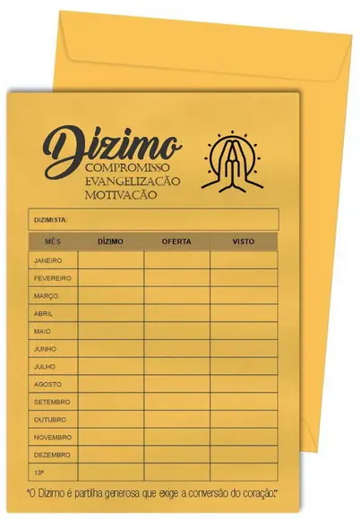 Envelope Dízimo Personalizado.