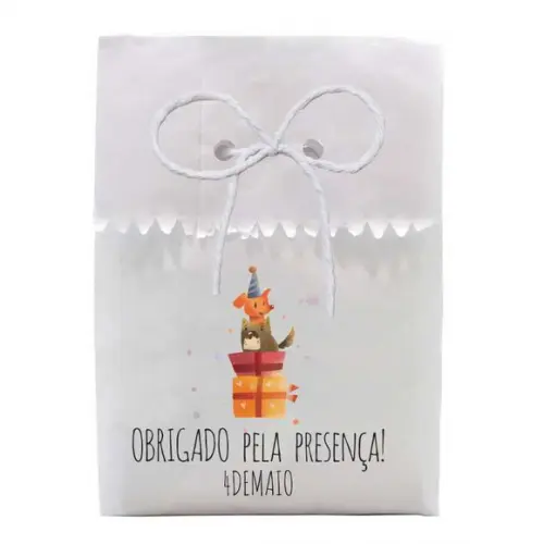 FESTAS - SAQUINHO PAPEL PERSONALIZADO. C/ FURO E CORDÃO