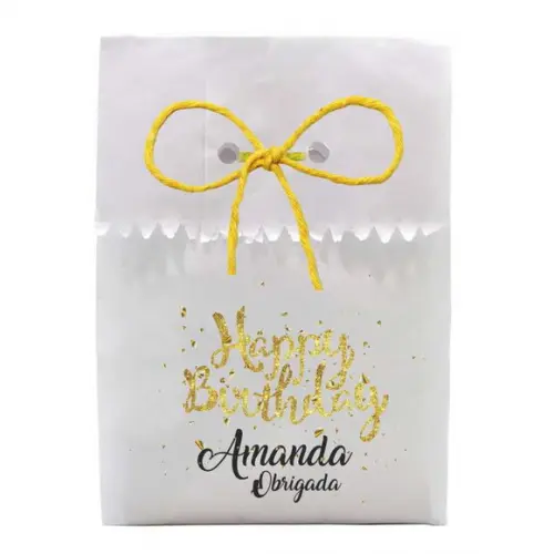 FESTAS - SAQUINHO PAPEL PERSONALIZADO. C/ FURO E CORDÃO
