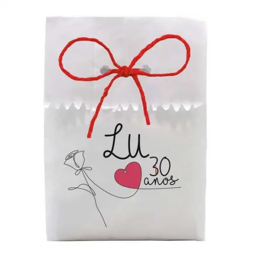FESTAS - SAQUINHO PAPEL PERSONALIZADO. C/ FURO E CORDÃO