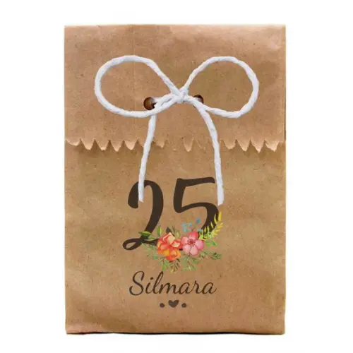 FESTAS - SAQUINHO PAPEL PERSONALIZADO. C/ FURO E CORDÃO