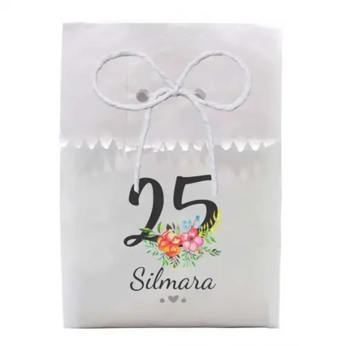 FESTAS - SAQUINHO PAPEL PERSONALIZADO. C/ FURO E CORDÃO