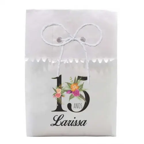 FESTAS - SAQUINHO PAPEL PERSONALIZADO. C/ FURO E CORDÃO