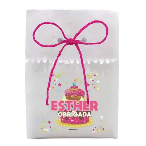 FESTAS - SAQUINHO PAPEL PERSONALIZADO. C/ FURO E CORDÃO