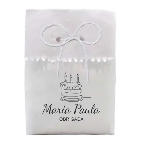 FESTAS - SAQUINHO PAPEL PERSONALIZADO. C/ FURO E CORDÃO