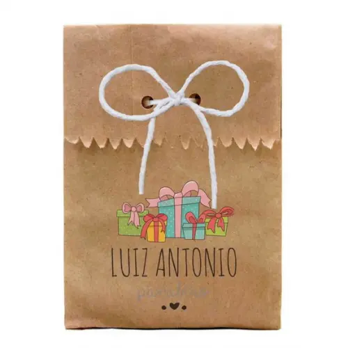FESTAS - SAQUINHO PAPEL PERSONALIZADO. C/ FURO E CORDÃO