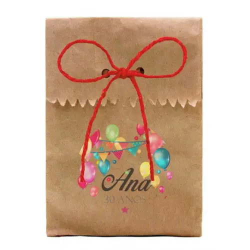 FESTAS - SAQUINHO PAPEL PERSONALIZADO. C/ FURO E CORDÃO
